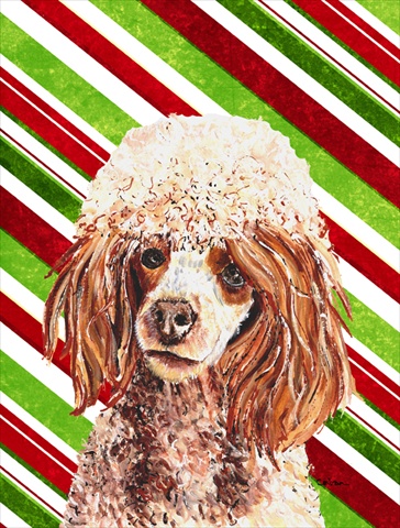 Red Miniature Poodle Candy Cane Christmas Flag Canvas House Size
