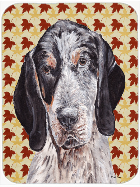 7.75 x 9.25 In. Blue Tick Coonhound Fall Leaves Mouse Pad, Hot Pad Or Trivet