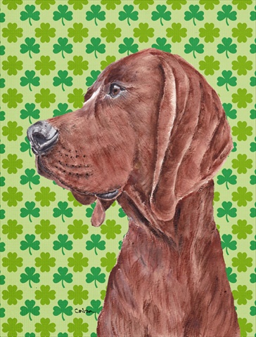 Picture of Carolines Treasures SC9731CHF Redbone Coonhound Lucky Shamrock St. Patricks Day Flag Canvas House Size