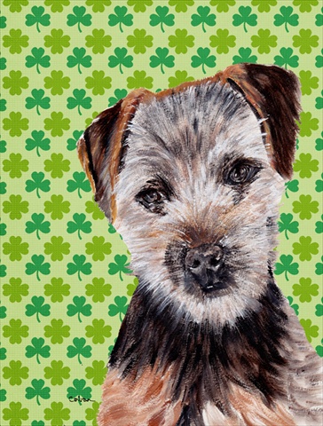 Picture of Carolines Treasures SC9735CHF Norfolk Terrier Puppy Lucky Shamrock St. Patricks Day Flag Canvas House Size
