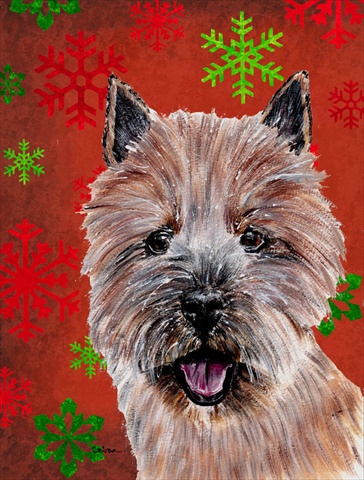 Picture of Carolines Treasures SC9758CHF Norwich Terrier Red Snowflakes Holiday Flag Canvas House Size