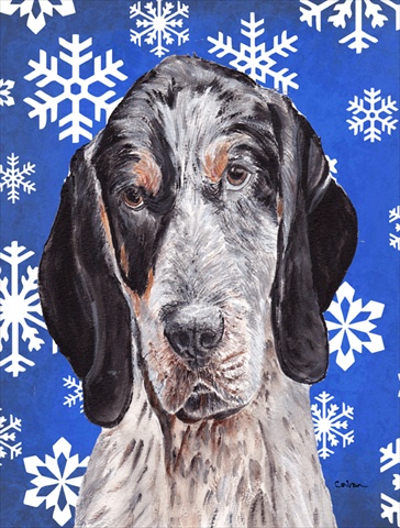 Picture of Carolines Treasures SC9769CHF Blue Tick Coonhound Winter Snowflakes Flag Canvas House Size
