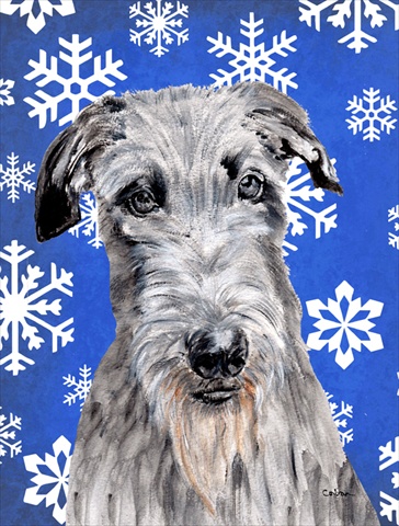 Picture of Carolines Treasures SC9778CHF Scottish Deerhound Winter Snowflakes Flag Canvas House Size