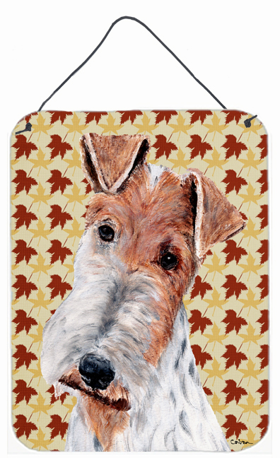Wire Fox Terrier Fall Leaves Aluminum Metal Wall Or Door Hanging Prints