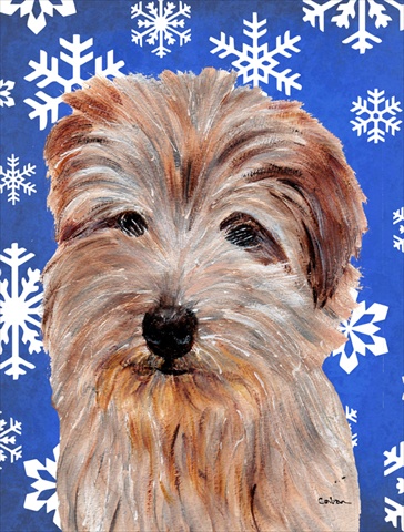 Picture of Carolines Treasures SC9784CHF Norfolk Terrier Winter Snowflakes Flag Canvas House Size