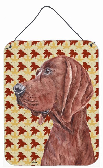 Redbone Coonhound Fall Leaves Aluminum Metal Wall Or Door Hanging Prints