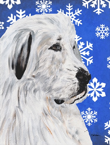 Picture of Carolines Treasures SC9786CHF Great Pyrenees Winter Snowflakes Flag Canvas House Size