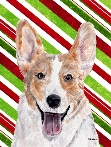Cardigan Corgi Candy Cane Christmas Flag Canvas House Size