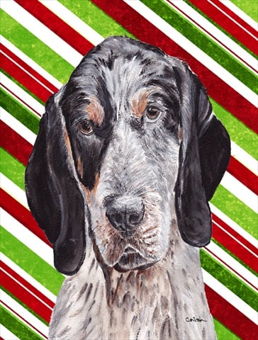 Blue Tick Coonhound Candy Cane Christmas Flag Canvas House Size