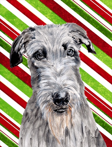 Scottish Deerhound Candy Cane Christmas Flag Canvas House Size