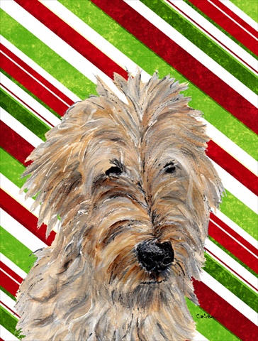 Golden Doodle 2 Candy Cane Christmas Flag Canvas House Size