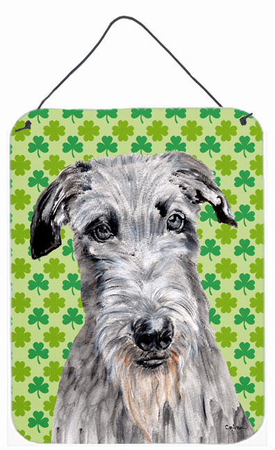 Scottish Deerhound Lucky Shamrock St. Patrick's Day Aluminum Metal Wall Or Door Hanging Prints