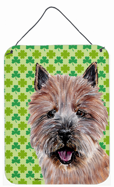 Norwich Terrier Lucky Shamrock St. Patrick's Day Aluminum Metal Wall Or Door Hanging Prints