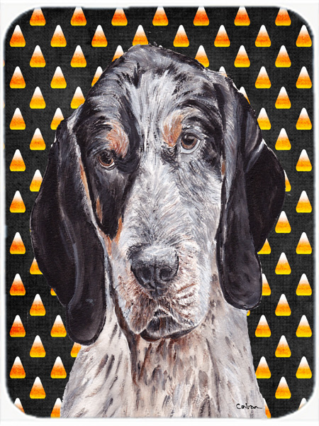 Blue Tick Coonhound Candy Corn Halloween Glass Cutting Board - Large