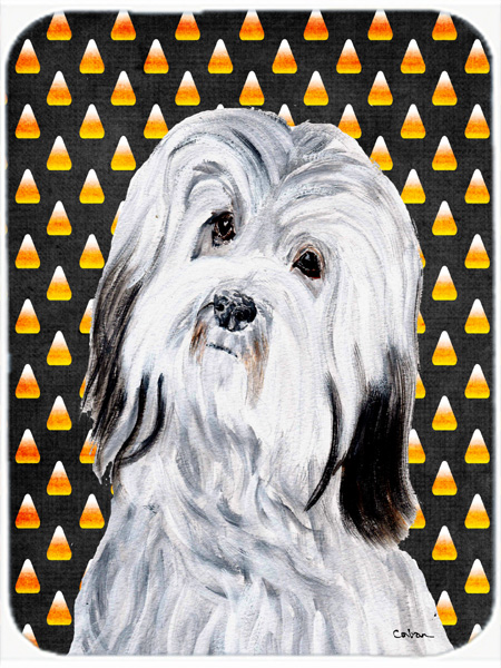 Havanese Candy Corn Halloween Glass Cutting Board - Large