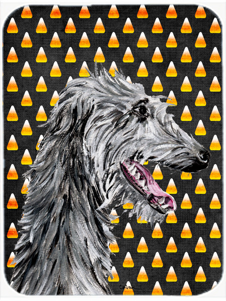Scottish Deerhound Candy Corn Halloween Glass Cutting Board - Large