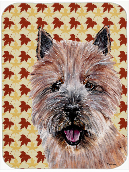 Norwich Terrier Fall Leaves Glass Cutting Board - Large