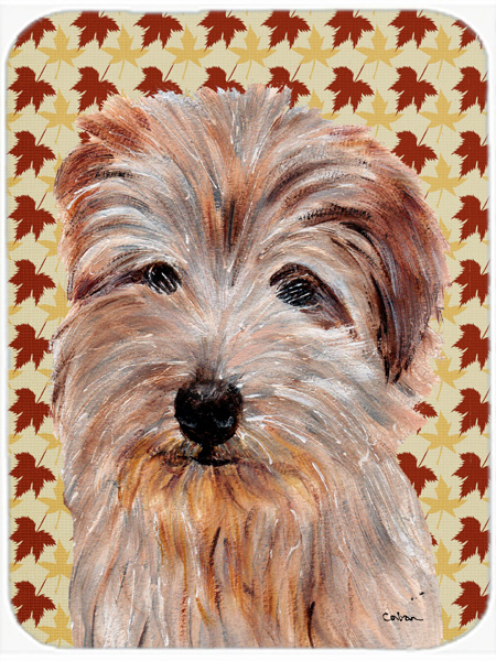 Norfolk Terrier Large Size Fall Leaves Glass Cutting Board