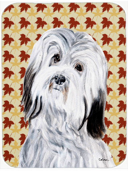 Havanese Large Size Fall Leaves Glass Cutting Board - Large
