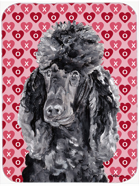 Black Standard Poodle Large Size Hearts And Love Glass Cutting Board