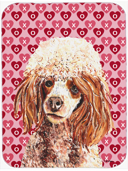 Red Miniature Poodle Large Size Hearts And Love Glass Cutting Board