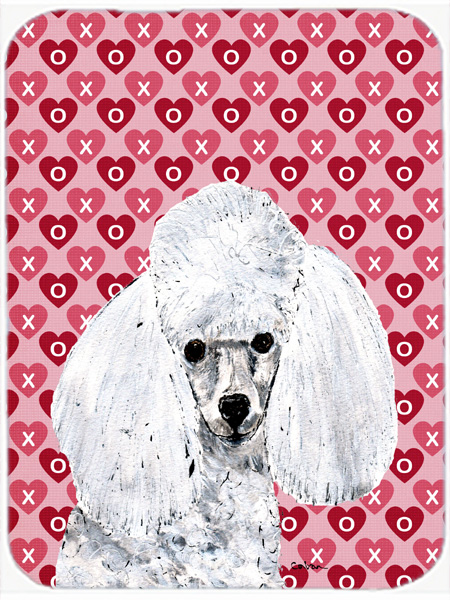 White Toy Poodle Large Size Hearts And Love Glass Cutting Board
