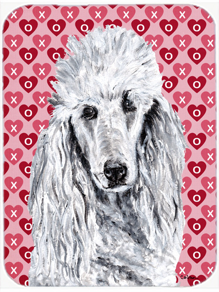 White Standard Poodle Large Size Hearts And Love Glass Cutting Board