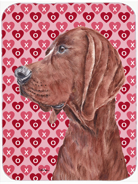 Redbone Coonhound Large Size Hearts And Love Glass Cutting Board - Redbone Coonhound - Large
