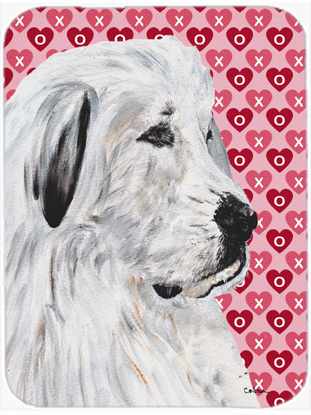 Great Pyrenees Glass Cutting Board - Large Size - Hearts And Love
