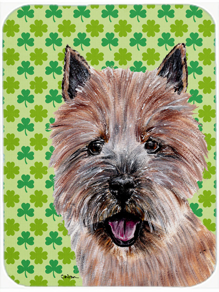 Norwich Terrier Large Size Lucky Shamrock St. Patricks Day Glass Cutting Board