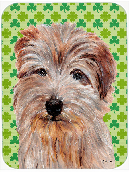 Norfolk Terrier Large Size Lucky Shamrock St. Patricks Day Glass Cutting Board