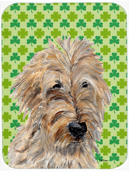 Golden Doodle 2 Large Size Lucky Shamrock St. Patricks Day Glass Cutting Board