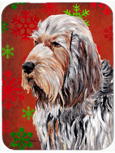 Otterhound Large Size Red Snowflakes Holiday Glass Cutting Board