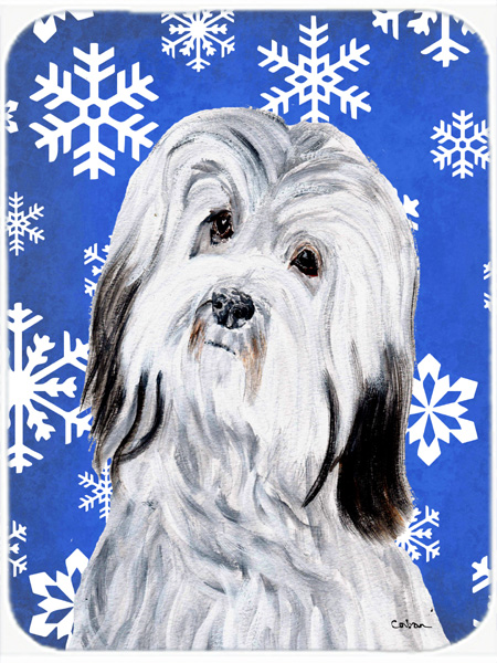 SC9785LCB Havanese Large Size Winter Snowflakes Glass Cutting Board