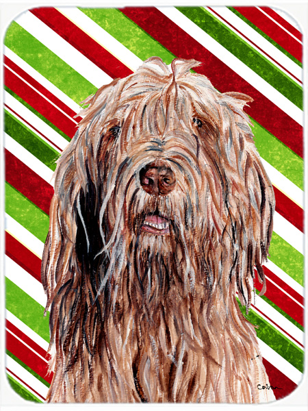 Otterhound Large Size Candy Cane Christmas Glass Cutting Board