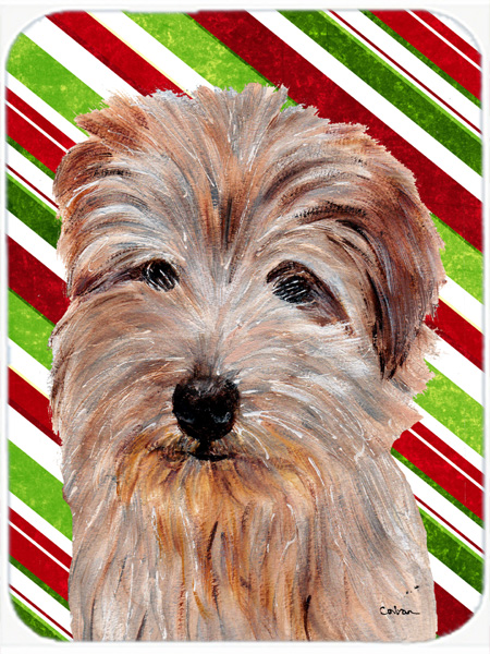 Norfolk Terrier Large Size Candy Cane Christmas Glass Cutting Board