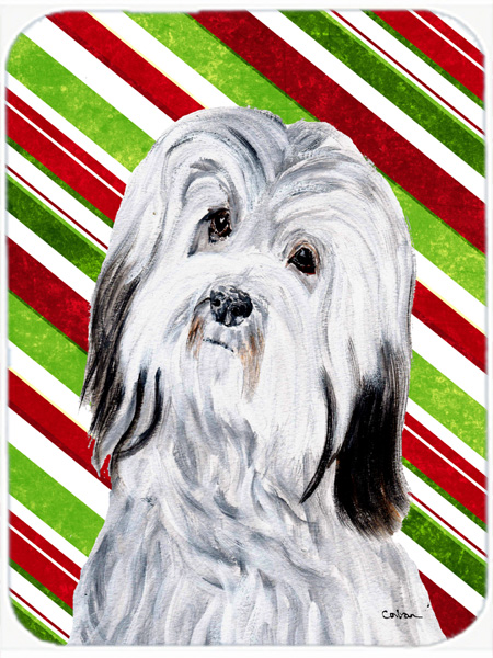 Havanese Large Size Candy Cane Christmas Glass Cutting Board