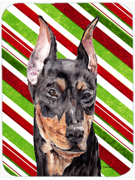 German Pinscher Large Size Candy Cane Christmas Glass Cutting Board - Large