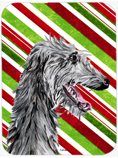 Scottish Deerhound Large Size Candy Cane Christmas Glass Cutting Board