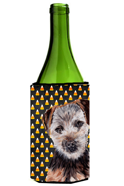 Norfolk Terrier Puppy Candy Corn Halloween Wine bottle sleeve Hugger  24 Oz.