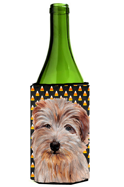 Norfolk Terrier Candy Corn Halloween Wine bottle sleeve Hugger 24 Oz.