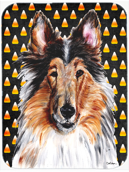 Collie Candy Corn Halloween Mouse Pad, Hot Pad Or Trivet, 7.75 x 9.25 In.