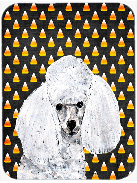 SC9653MP White Toy Poodle Candy Corn Halloween Mouse Pad- Hot Pad Or Trivet- 7.75 x 9.25 In.