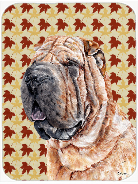 SC9671MP Shar Pei Fall Leaves Mouse Pad- Hot Pad Or Trivet- 7.75 x 9.25 In.