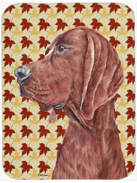 Redbone Coonhound Fall Leaves Mouse Pad, Hot Pad Or Trivet, 7.75 x 9.25 In.