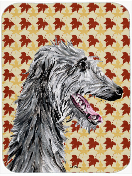 Scottish Deerhound Fall Leaves Mouse Pad, Hot Pad Or Trivet, 7.75 x 9.25 In.