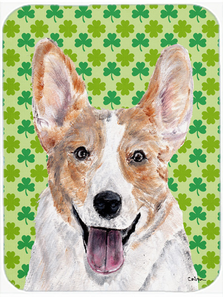 Cardigan Corgi Lucky Shamrock St. Patricks Day Mouse Pad, Hot Pad Or Trivet, 7.75 x 9.25 In.