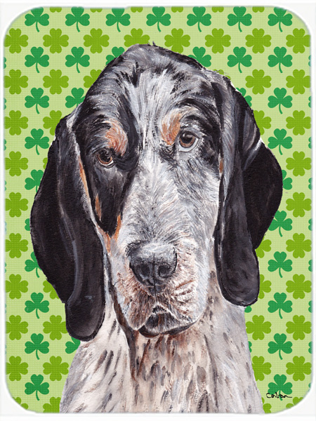 SC9721MP Blue Tick Coonhound Lucky Shamrock St. Patricks Day Mouse Pad- Hot Pad Or Trivet- 7.75 x 9.25 In.