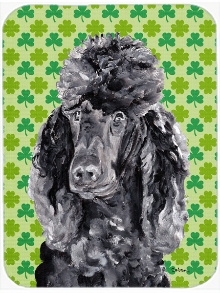 Black Standard Poodle Lucky Shamrock St. Patricks Day Mouse Pad, Hot Pad Or Trivet, 7.75 x 9.25 In.