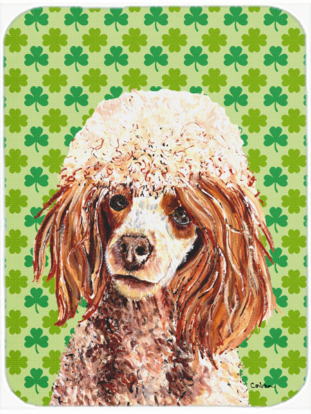 SC9723MP Red Miniature Poodle Lucky Shamrock St. Patricks Day Mouse Pad- Hot Pad Or Trivet- 7.75 x 9.25 In.